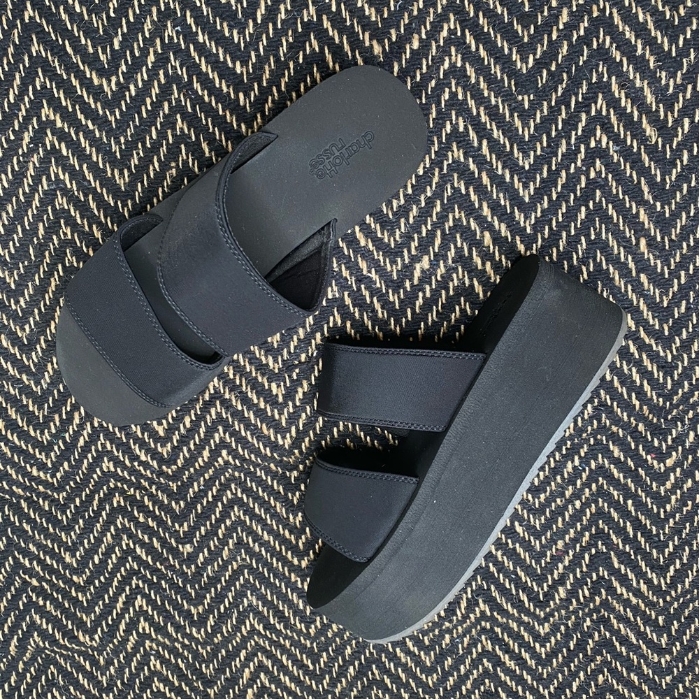 Black strap platform sandals